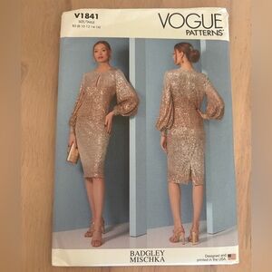 Vogue B1841 NEW UNCUT Long Sleeve Sequin Dress size 8-24